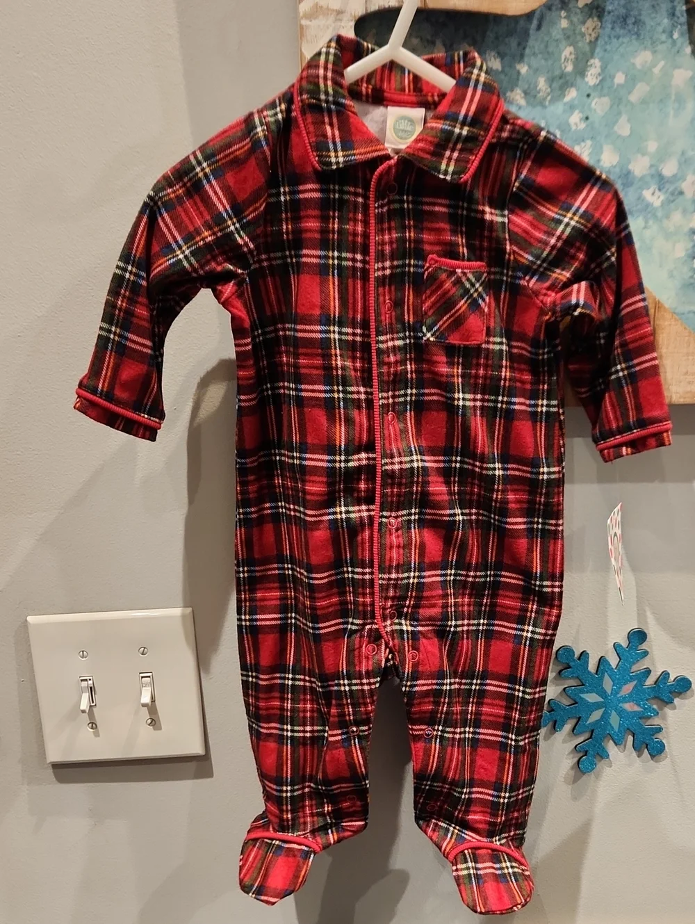 NWT Little Me Infant Sz 6M Plaid Bodysuit